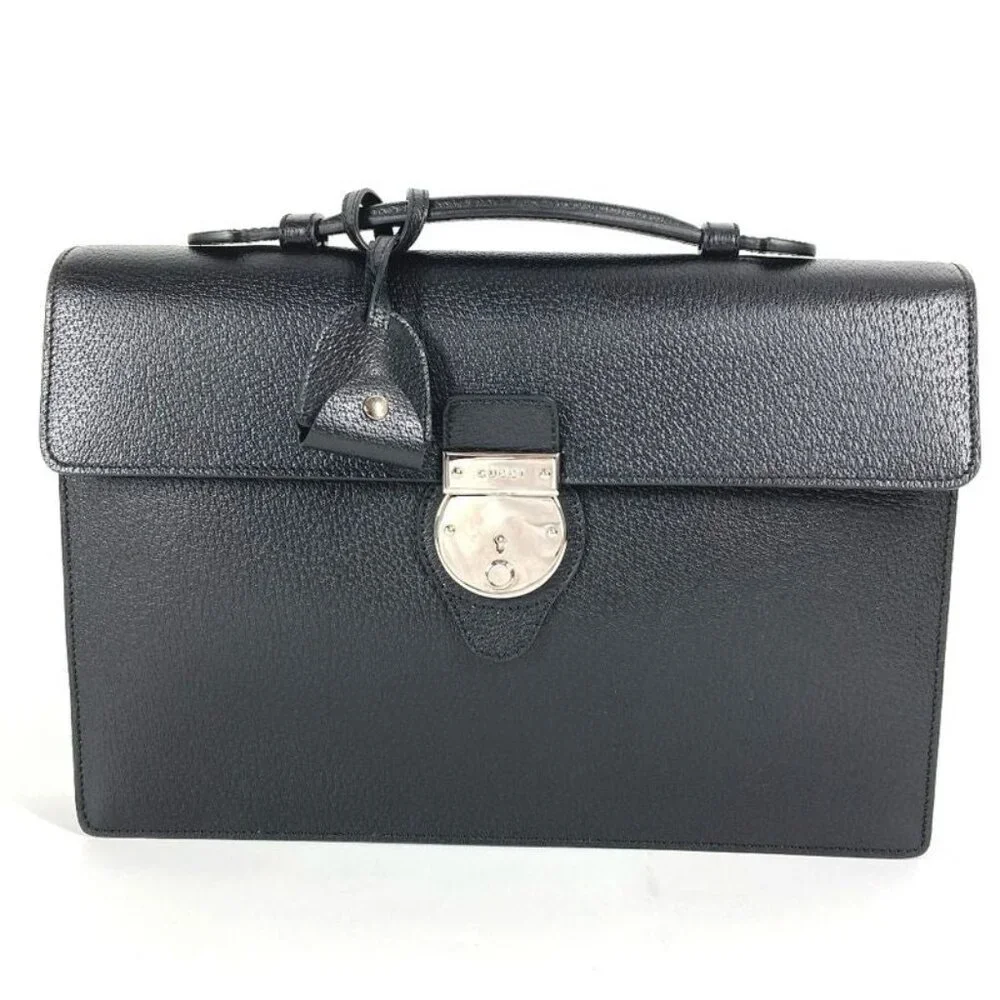 Gucci Handbag Logo Leather Black